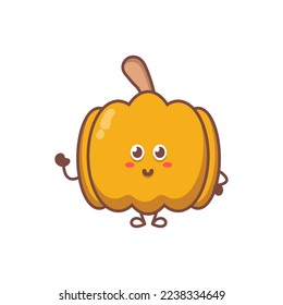 Pumpkin. Cute cartoon vegetable vector character set isolated on white