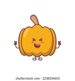 Pumpkin. Cute cartoon vegetable vector character set isolated on white