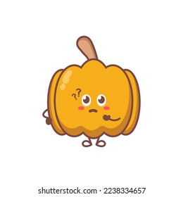 Pumpkin. Cute cartoon vegetable vector character set isolated on white