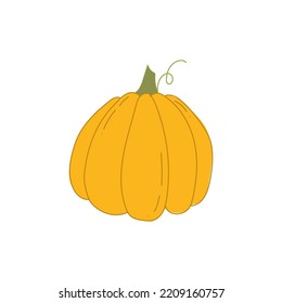 Calabaza, lindo estilo de dibujos animados simples y planos. Imágenes prediseñadas, estampado de camisetas, pegatinas. Decoración de Halloween.