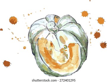 Pumpkin with the cut-out slice