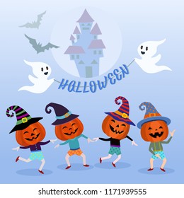 pumpkin dance on halloween party.