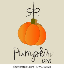Pumpkin day card or background.  Halloween.Vector illustration.