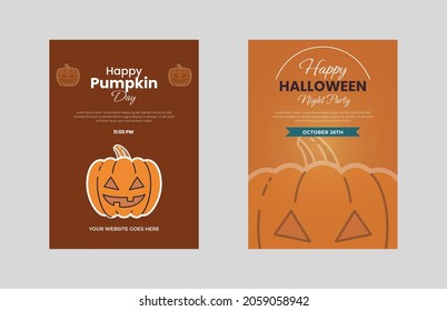 pumpkin day flyer design template. Halloween night party poster leaflet design. flyer in A4, bundle, brochure design, cover modern layout, annual report, poster