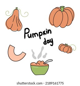 Día de calabaza. Ilustración vectorial con calabazas. Elementos para el diseño.