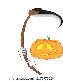 Pumpkin Death Scythe Hallowen Day Vector