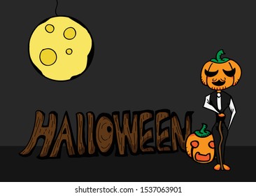 Pumpkin Devil on Halloween, Happy Halloween Vector design illustration