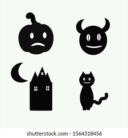 Pumpkin, devil, scary house and black cat