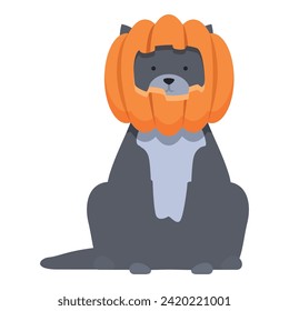 Pumpkin dog icon cartoon vector. Halloween costume. Scary mascot