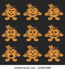 Pumpkin doll set of halloween , Vector illustration EPS10