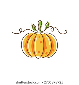 Kürbis Doodle Zeichnung flaches Logo