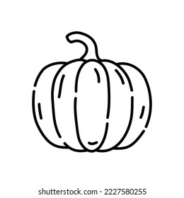 Pumpkin doodle icon. Hand drawn black sketch. Vector Illustration.