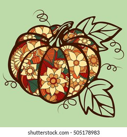 pumpkin doodle isolated line vegetables halloween set party holidays icon objects illustration