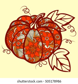 pumpkin doodle isolated line vegetables halloween set party holidays icon objects illustration