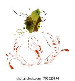 pumpkin doodle isolated line vegetables halloween party holidays icon objects illustration