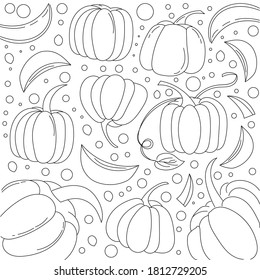 Pumpkin Doodle Pattern Background Vector Illustration Stock Vector ...