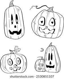 pumpkin doodle set. Halloween pumpkins with a smile. festive decor
