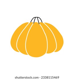 Pumpkin in doodle style. Vector illustration. Linear ripe pumpkin.