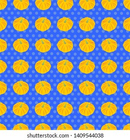 pumpkin and dot on blue pattern vector design