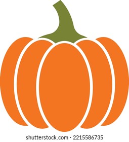 Pumpkin drawing on white background. Vector illustration for Halloween or Thanksgiving flat vector icon for apps and websites. Silhouette style stencil cutout. EPS10.