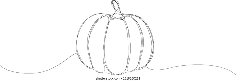 Pumpkin drawn by single line. Minimal style halloween vector illustration