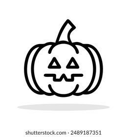 Pumpkin drawn icon. Black linear Halloween pumpkin icon, perfect for Halloween and fall themes. Vector illustration