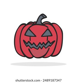 Icono de calabaza dibujada. Lindo icono de calabaza de Halloween, perfecto para los temas de Halloween y otoño. Ilustración vectorial