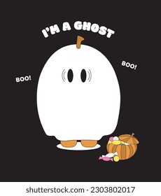 Pumpkin dressed as a ghost on Halloween night 