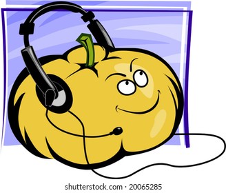pumpkin and ear phone	