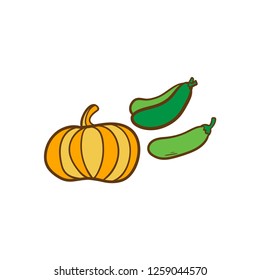 pumpkin and eggplant icon flat colors