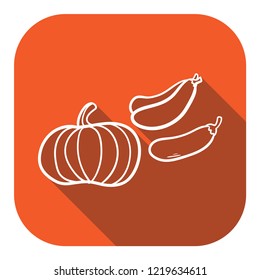 pumpkin and eggplant icon with long shadow