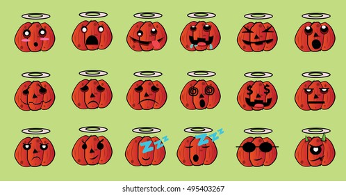 pumpkin element set for Halloween. vector illustration. pumpkin character