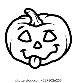 Pumpkin emoji thumbs up face vector isolated on white background. Pumpkin likes emojis for websites, drunk, apps, user interface, black and white, and t-shirts. Vector illustration