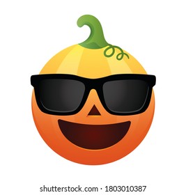 Pumpkin emoticon.Halloween Pumpkin isolated on white background.Pumpkin emoji.Halloween pumpkin rendering.