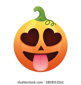 Pumpkin emoticon.Halloween Pumpkin isolated on white background.Pumpkin emoji.Halloween pumpkin rendering.
