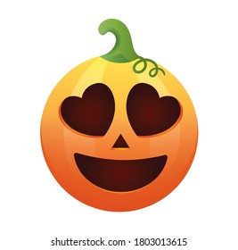 Pumpkin emoticon.Halloween Pumpkin isolated on white background.Pumpkin emoji.Halloween pumpkin rendering.