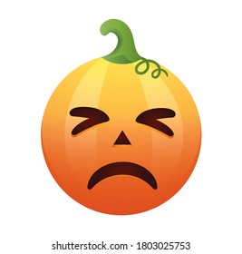 Pumpkin emoticon.Halloween Pumpkin isolated on white background.Pumpkin emoji.Halloween pumpkin rendering.