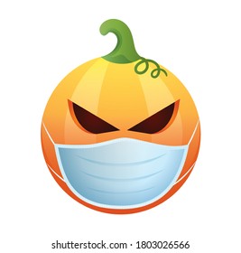 Pumpkin emoticon.Halloween Pumpkin isolated on white background.Pumpkin emoji.Halloween pumpkin rendering.