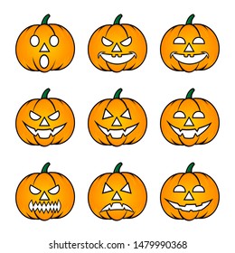 Pumpkin Emoticons with White Eye