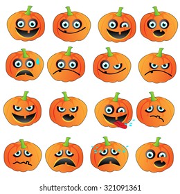 Pumpkin emotions set for halloween