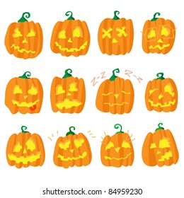 Pumpkin emotions set vector