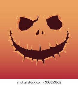 Pumpkin with an evil expression on his face for Halloween. Vector Illustration