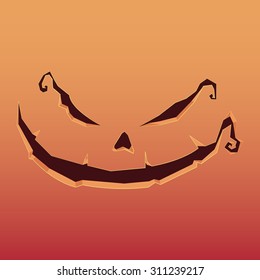 Pumpkin with an evil expression on his face for Halloween.  31 October.  Vector Illustration