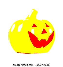 Pumpkin evil halloween logo vector simple design.