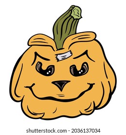 Pumpkin Evil Jack with Holiday Vector Symbols