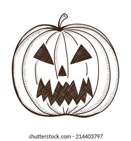 Pumpkin evil lantern. Halloween design element. Eps 10 vector illustration.