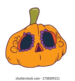 Pumpkin with eye patterns, vector design for banner, poster, greeting card, party invitation.