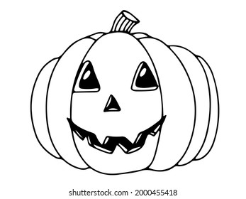 Pumpkin with eyes is an element of decor for Halloween. Coloring. Gloomy Doodles. Vector illustration isolated on white background