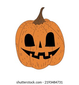 Pumpkin with eyes. Halloween. Holiday. Scary pumpkin. Autumn. Flat illustration. Vector.