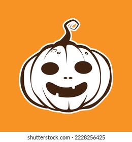 Pumpkin face card poster icon cute cartoon halloween for decoration vector illustration